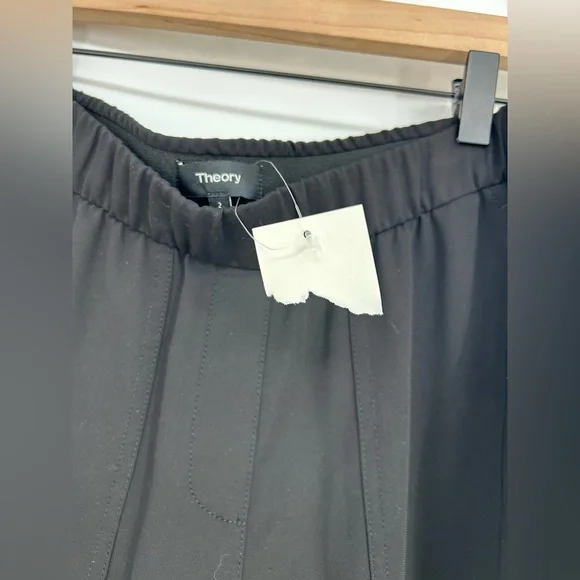 Theory Northsound Crepe Drapey Black High Rise Pull On Lightweight Pants Size 2 - Picture 6 of 7